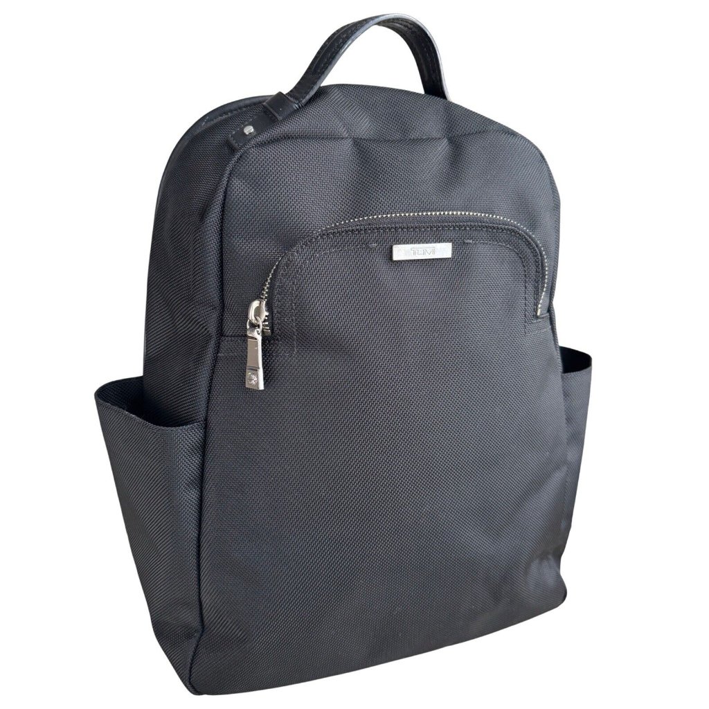 Tumi Unisex Travel Backpack Nylon Leather Black